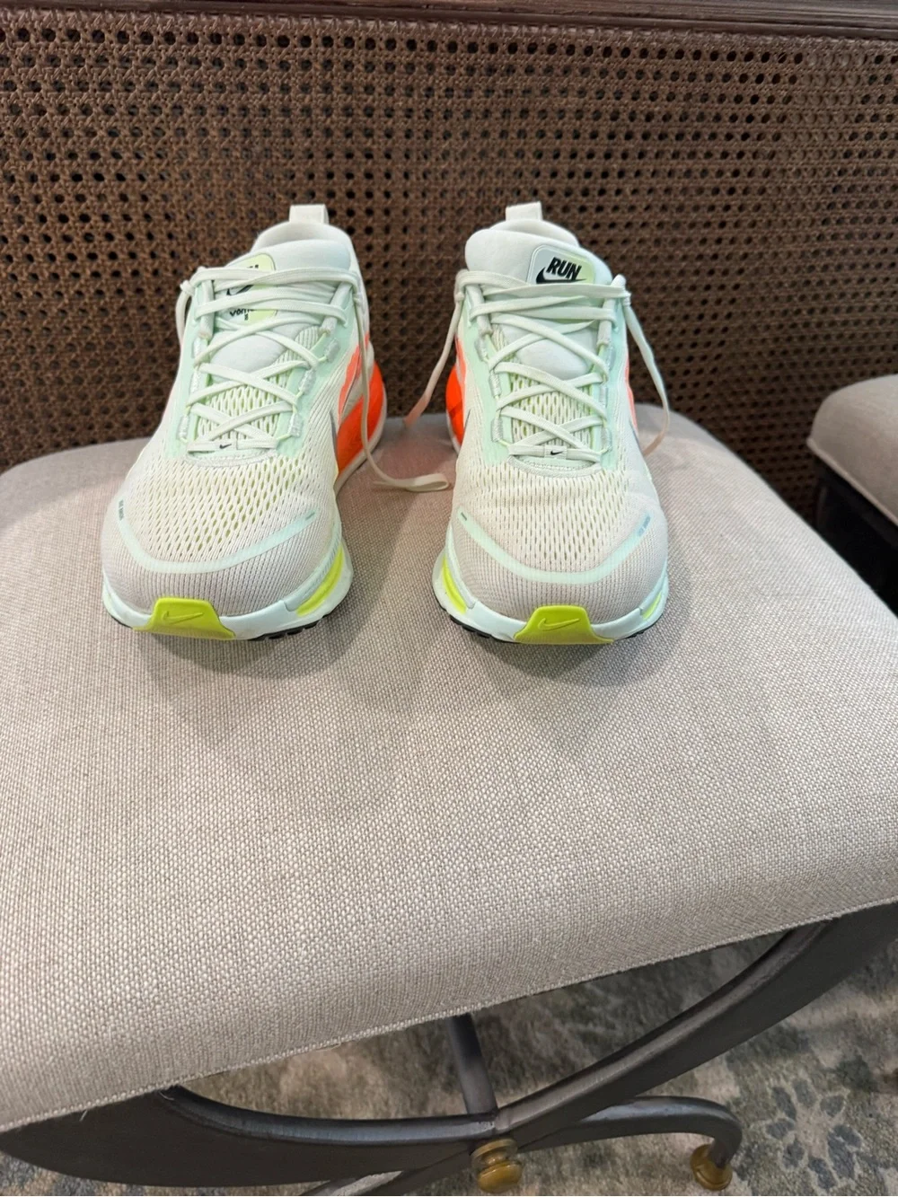 Nike Men's Mint Green and Bright Orange Running Shoes
